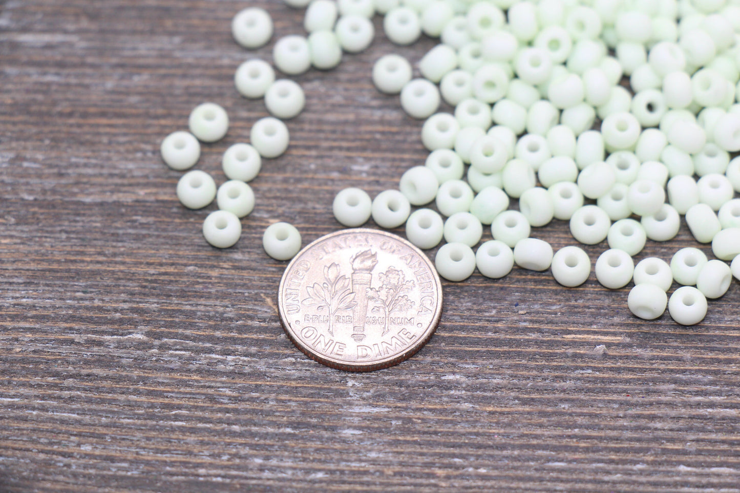 Matte Glass Seed Beads, 4mm 6/0 Glass Round Seed Beads, Pastel Mint Green Seed Beads, Frosted Mint Rocailles Beads, Beading Supplies #2055