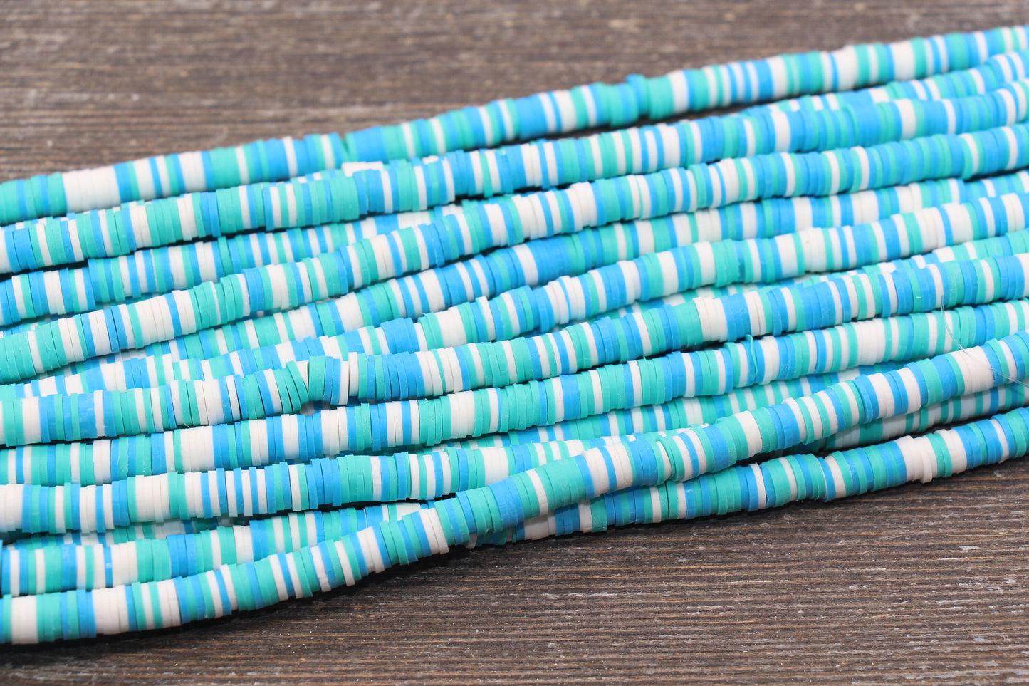6mm Multicolored Heishi Beads, Blue Mix Polymer Clay Disc Beads, African Disc Beads, Wholesale Vinyl Heishi, 16 inch Strand #437