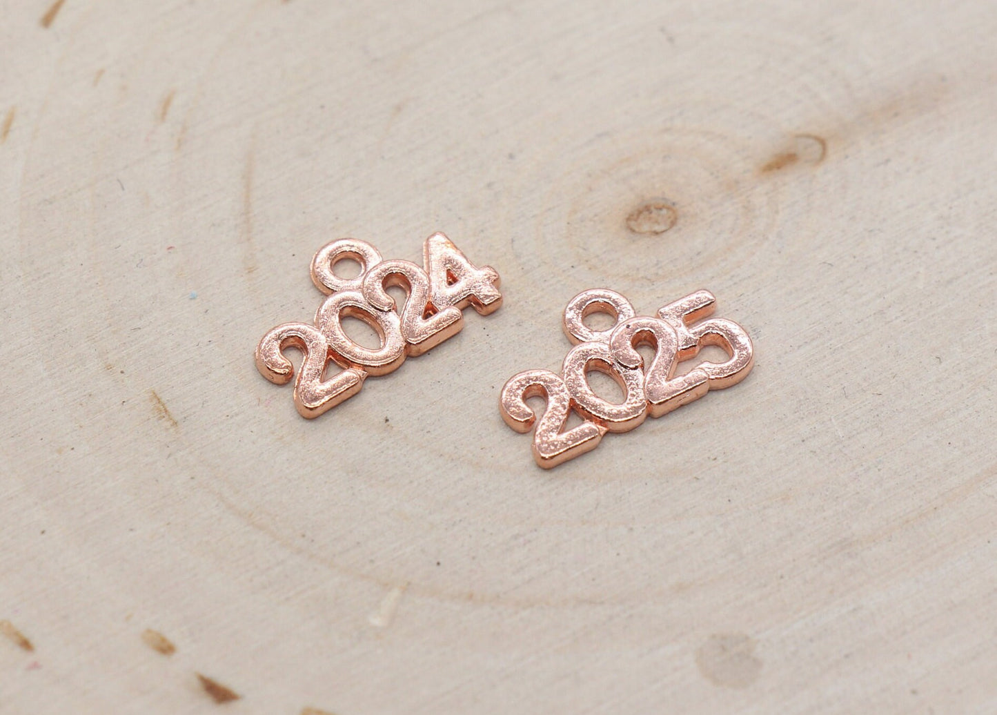 Year 2024 Charms, 2025 Charms, New Year Charms, Graduation Charms, Available in Silver, Rose Gold, Gold, Antique Gold, Bronze.