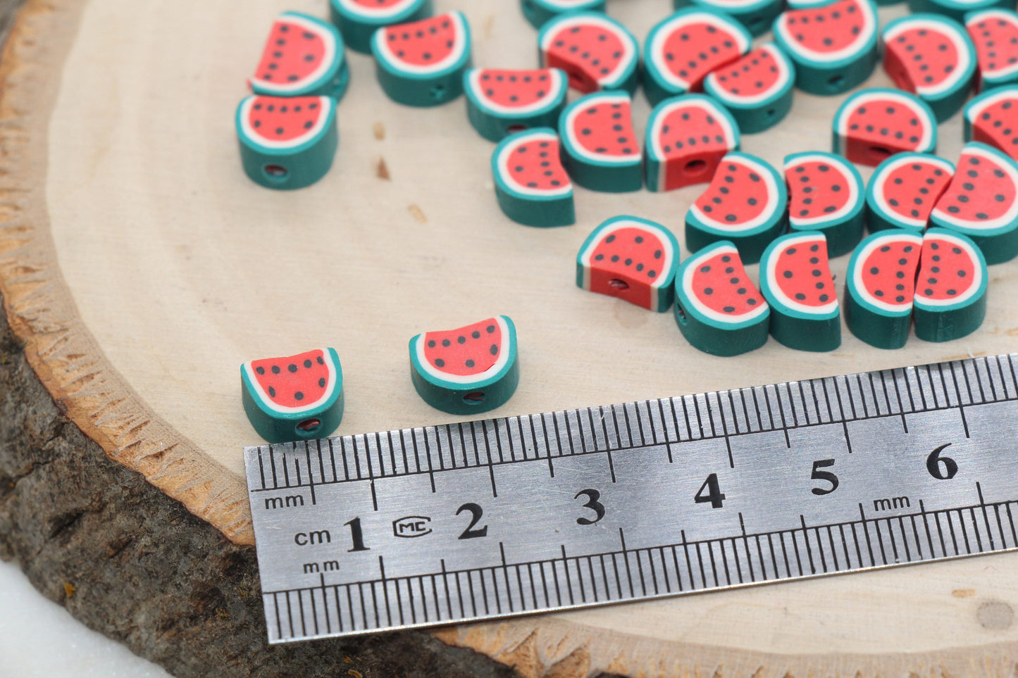 Watermelon Polymer Clay Beads, Fruit Themed Beads, Watermelon Clay Beads, Sliced Watermelon Beads, Jewelry Beads, Bead for Bracelets #436