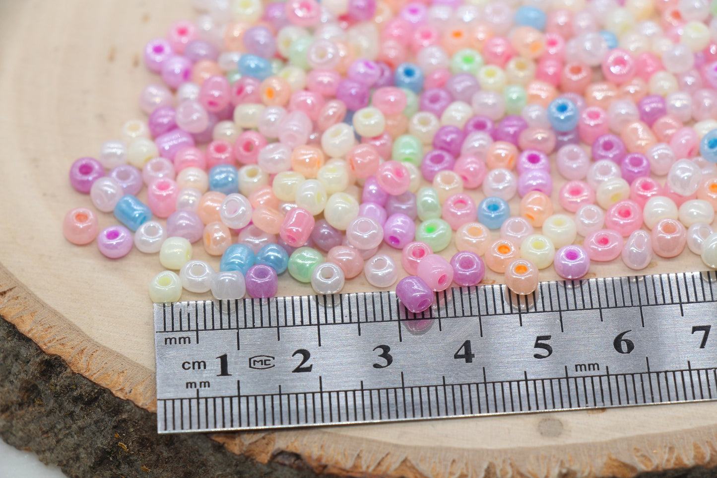 Creamy Glass Seed Beads, 4mm 6/0 Glass Round Seed Beads, Creamy Multicolor Seed Beads, Glossy Rocailles Beads, Beading Supplies #2742