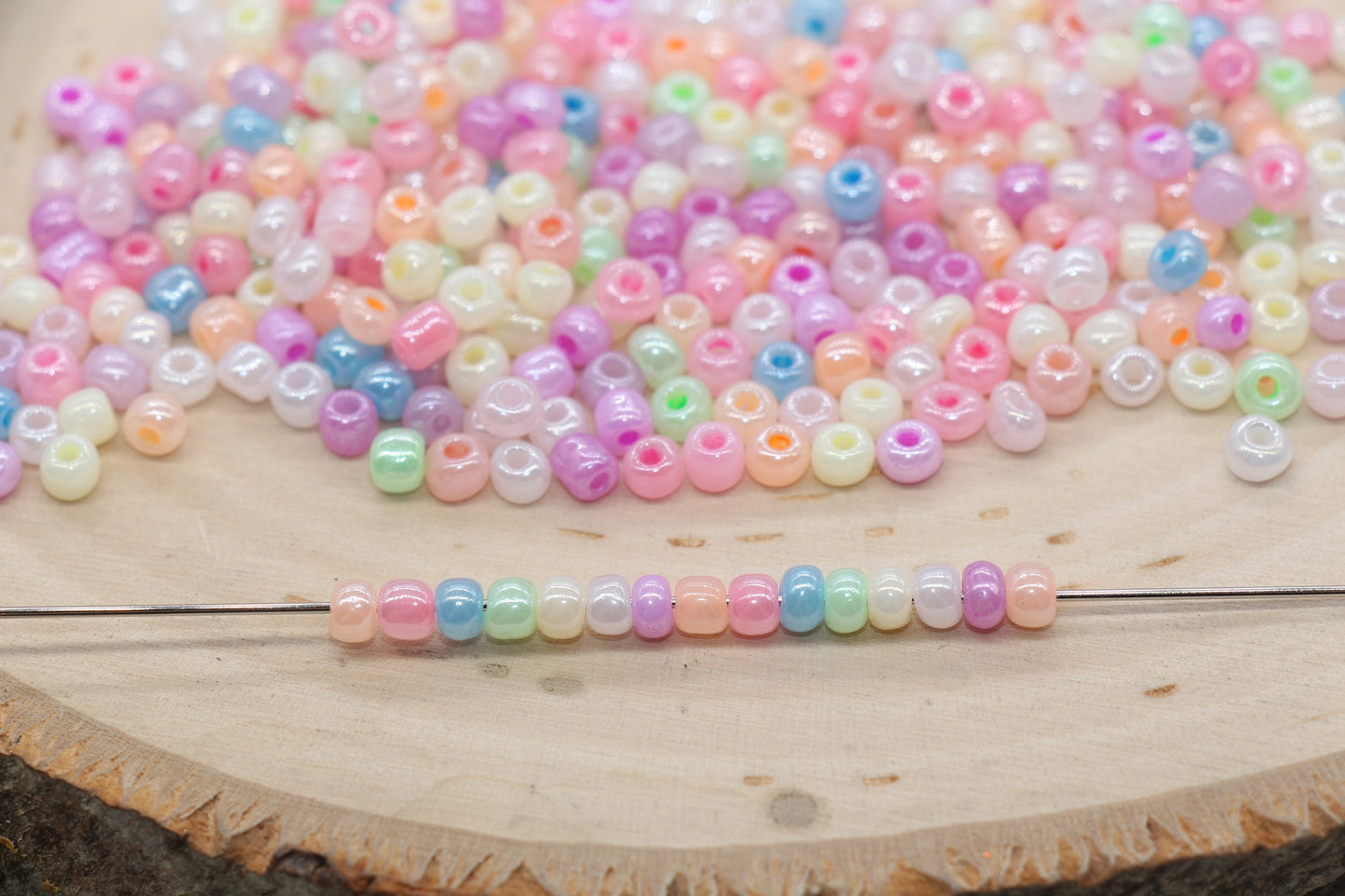 Creamy Glass Seed Beads, 4mm 6/0 Glass Round Seed Beads, Creamy Multicolor Seed Beads, Glossy Rocailles Beads, Beading Supplies #2742