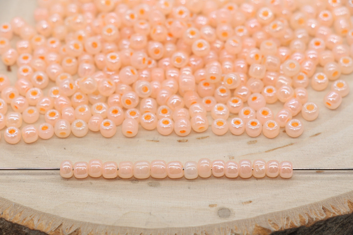 Creamy Glass Seed Beads, 4mm 6/0 Glass Round Seed Beads, Creamy Peachy Orange Seed Beads, Glossy Rocailles Beads, Beading Supplies #2075