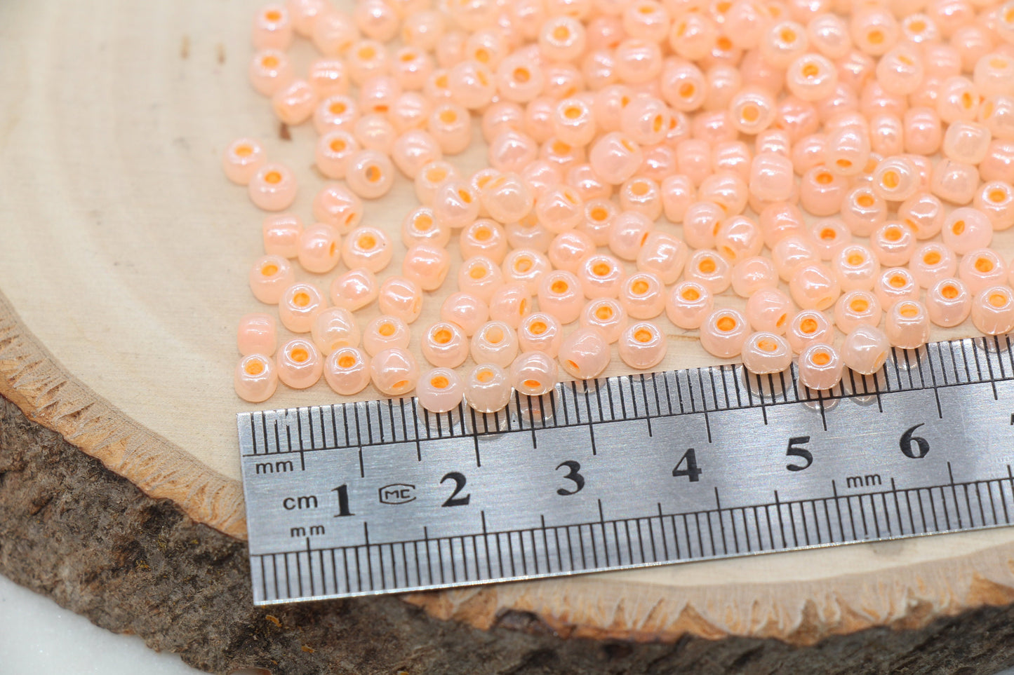 Creamy Glass Seed Beads, 4mm 6/0 Glass Round Seed Beads, Creamy Peachy Orange Seed Beads, Glossy Rocailles Beads, Beading Supplies #2075