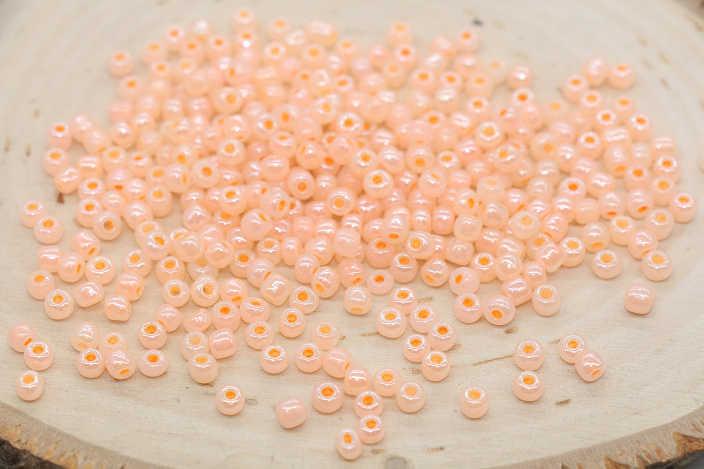 Creamy Glass Seed Beads, 4mm 6/0 Glass Round Seed Beads, Creamy Peachy Orange Seed Beads, Glossy Rocailles Beads, Beading Supplies #2075