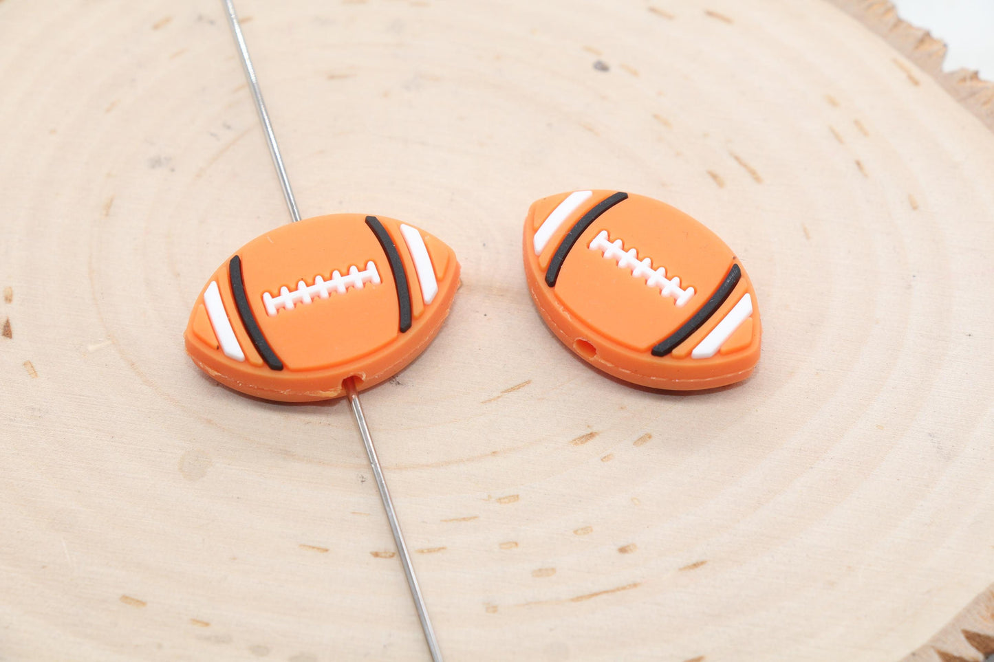 Football PVC Focal Beads, Sports Ball Beads, Chunky Beads, Beadable Pen Beads #570