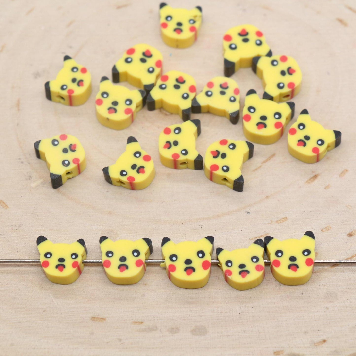 Yellow Squirrel Beads, Animal Clay Beads, Squirrel Clay Beads, Jewelry Beads, Bracelet Beads #691