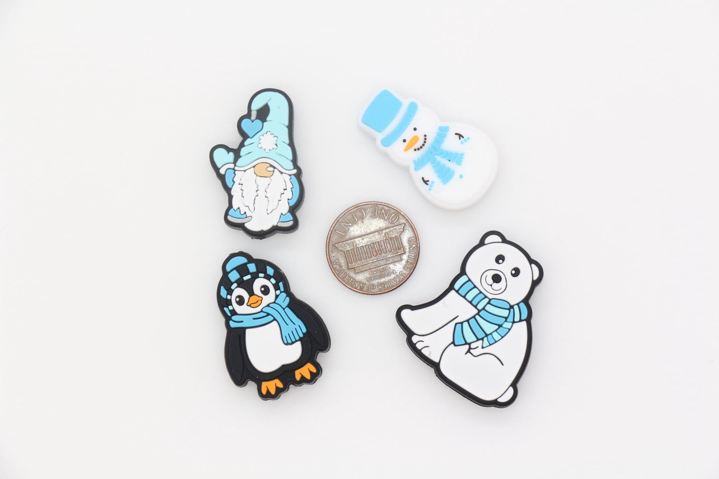 Winter Themed Focal Beads, Snowman, Penguin, Polar Bear, Gnome Focal Beads, Silicone Loose Beads, Beadable Pen Beads