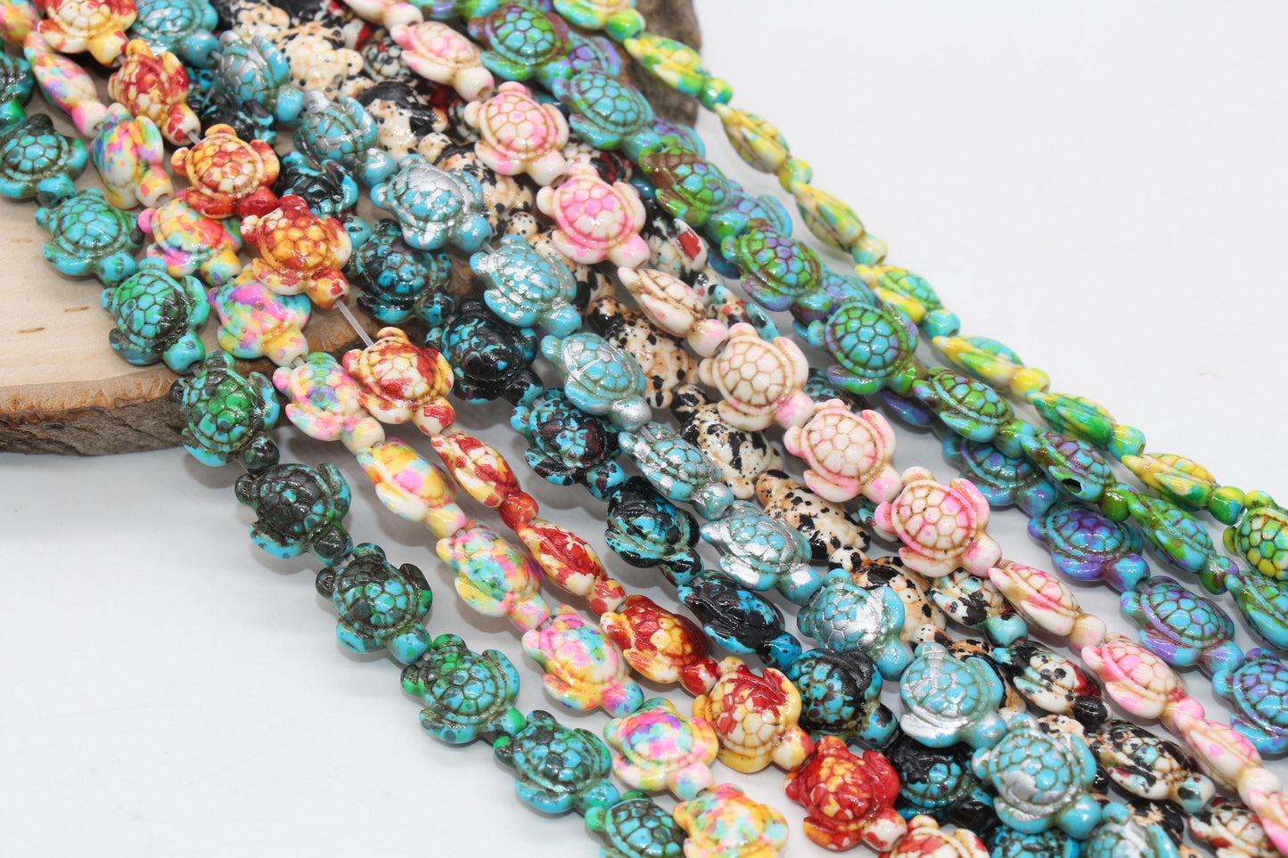 Splatter Turtle Beads, Turtle Gemstone Beads, Howlite Gemstone, Bead for Bracelets, Sea Animal Stone Beads