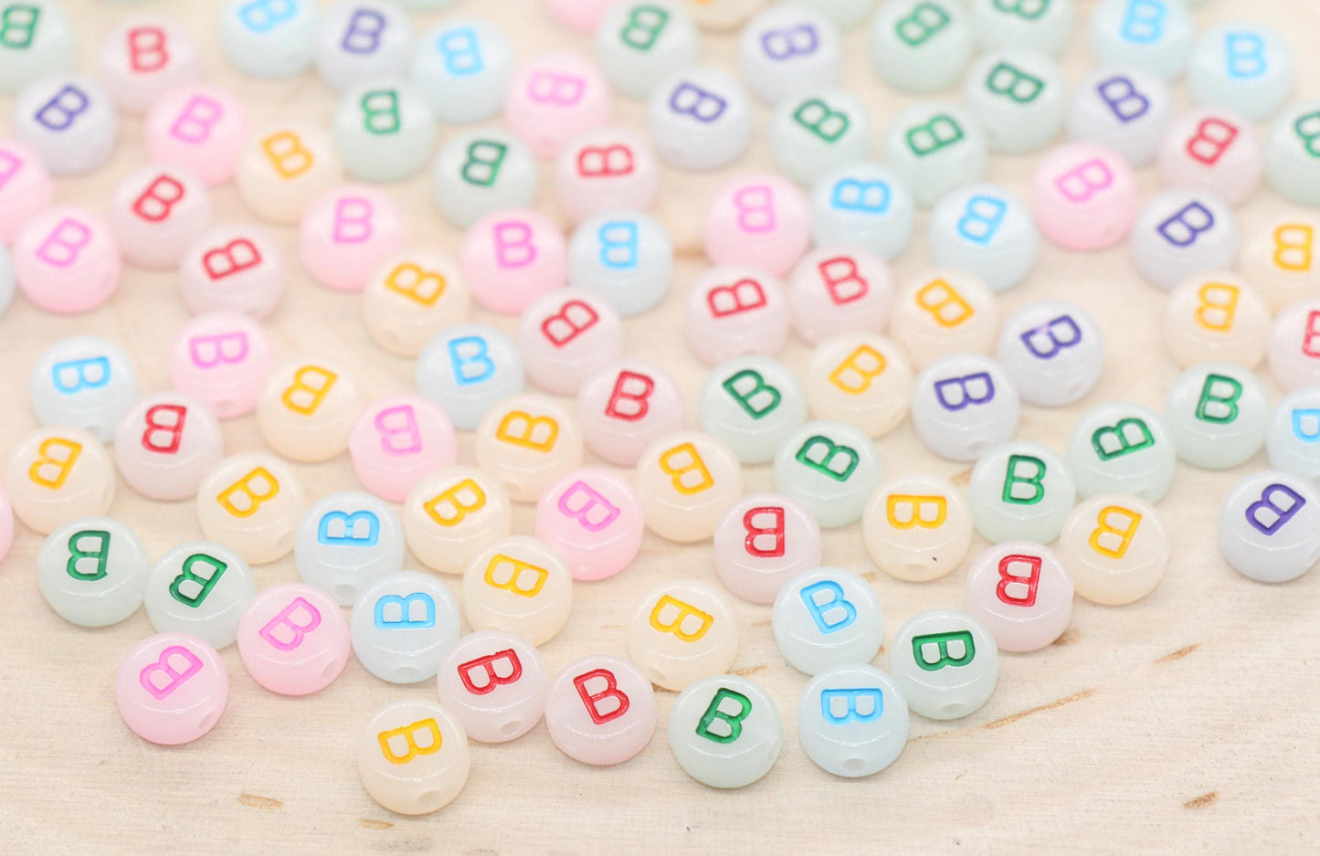 Glow in The Dark Letter, Alphabet Beads, Letter A-Z Beads, Individual Letter Beads, Single Letter Beads, Name Initial Beads, Size 7mm