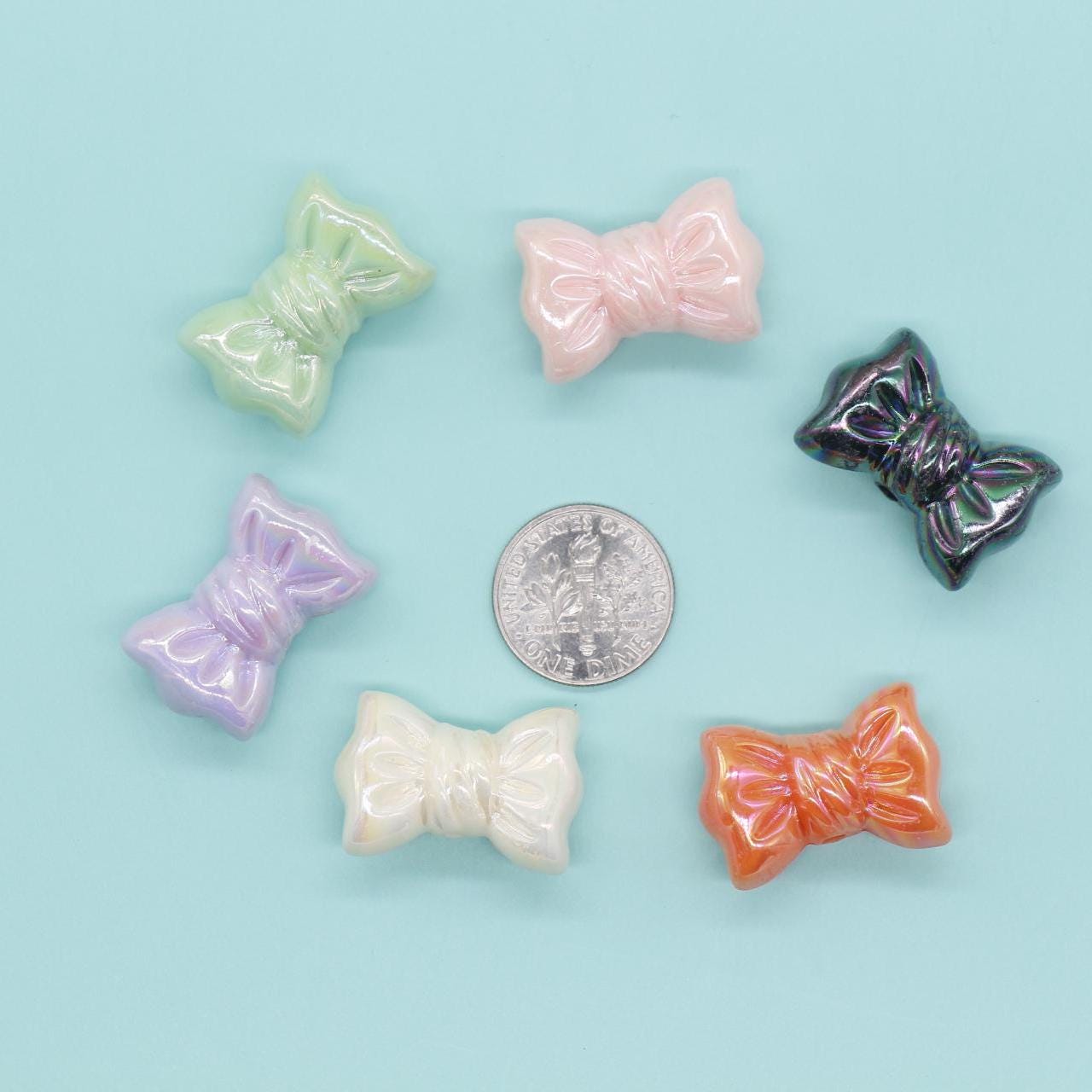 Iridescent Bow Beads, Bow AB beads, Mixed Beads, Chunky Beads, Large Hole Beads, Beads for Bracelets, Beads for Pen