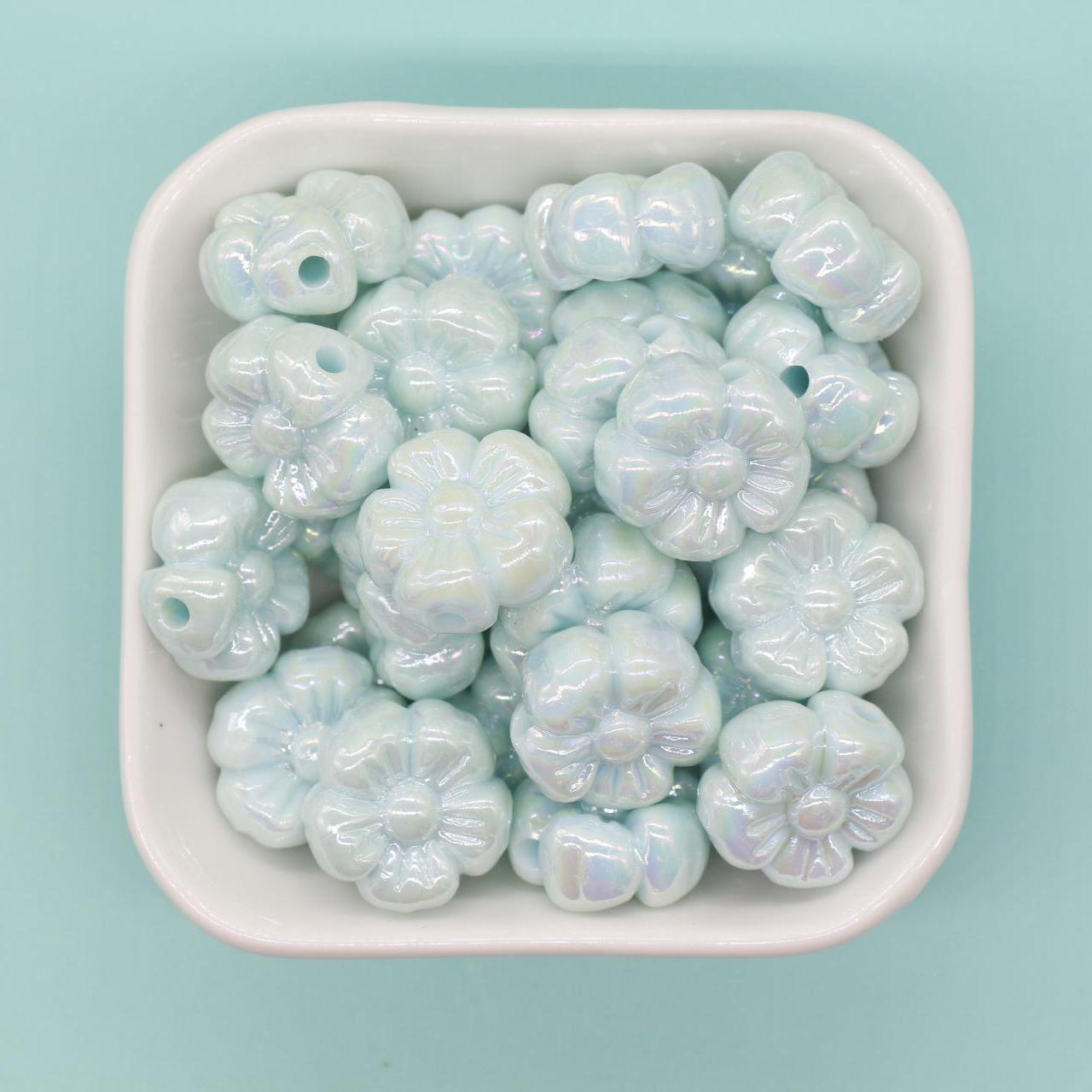 Flower Beads, Iridescent Flower Beads, Flower AB Beads, Floral Beads, Large Hole Beads, Beads for Bracelets