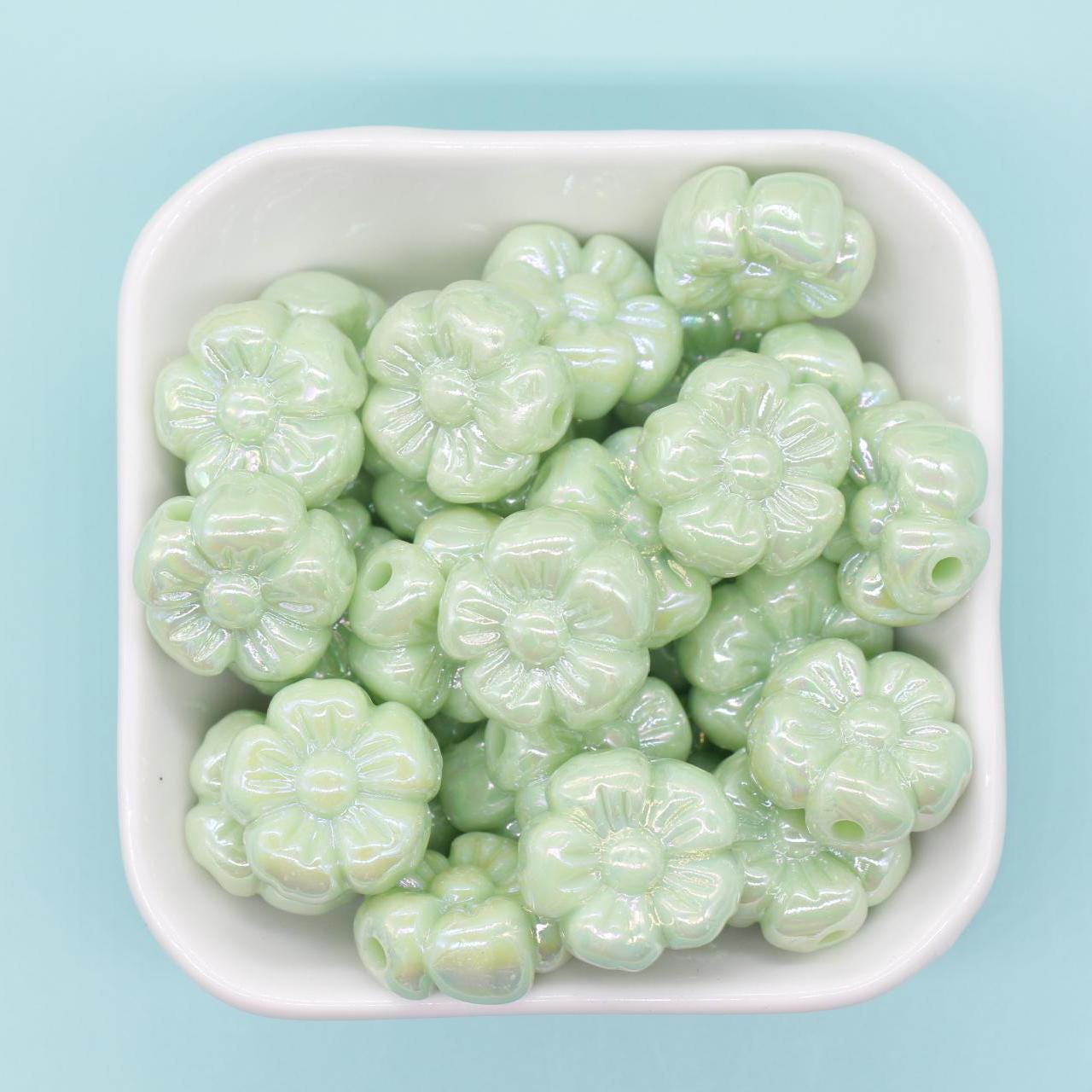Flower Beads, Iridescent Flower Beads, Flower AB Beads, Floral Beads, Large Hole Beads, Beads for Bracelets