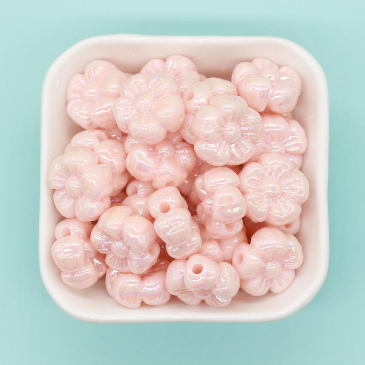 Flower Beads, Iridescent Flower Beads, Flower AB Beads, Floral Beads, Large Hole Beads, Beads for Bracelets