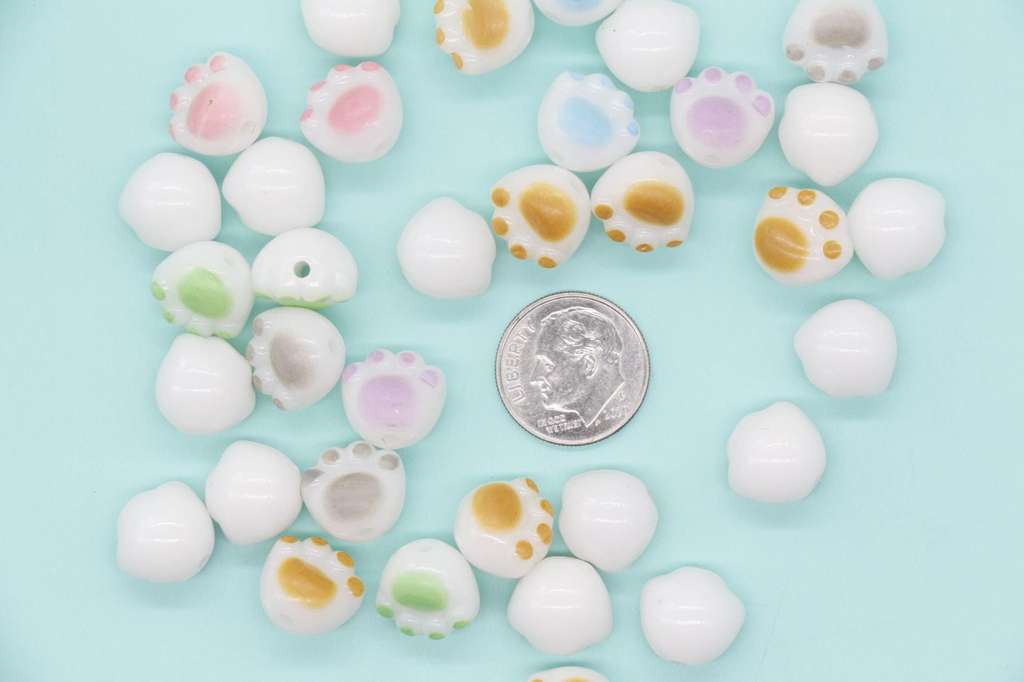 3D Paw Beads, Mixed Paw Beads, Dog Paw Beads, Chunky Beads, Beads for Bracelets #3548