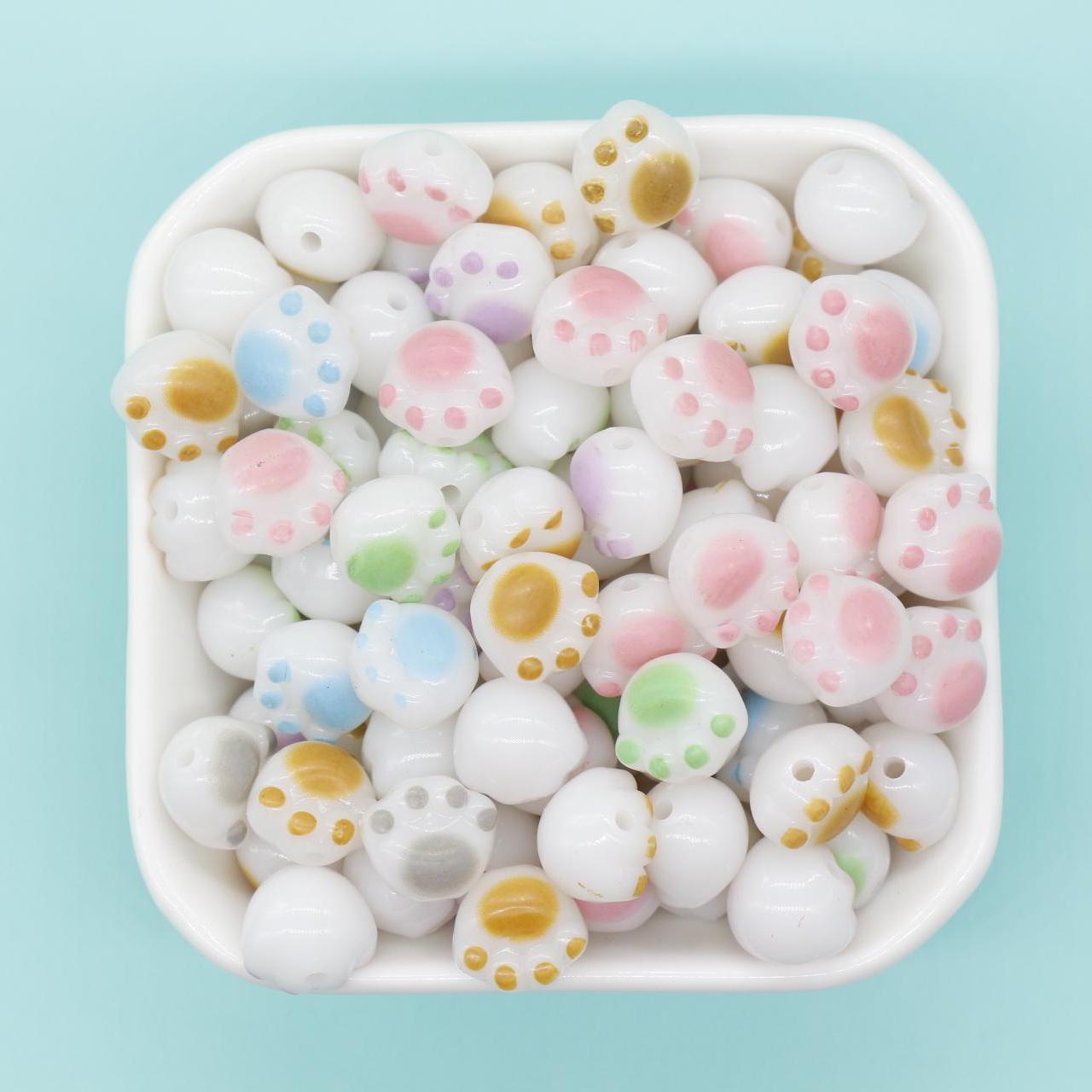 3D Paw Beads, Mixed Paw Beads, Dog Paw Beads, Chunky Beads, Beads for Bracelets #3548