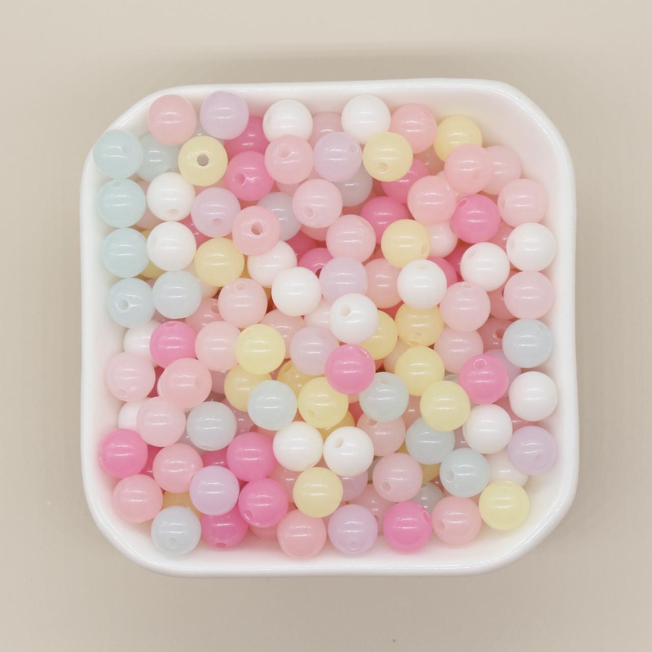 Mixed Jelly Color Beads, Round Beads, Gumball Beads, Bubblegum Beads, Chunky Beads, Beads for Bracelets, Plastic Beads