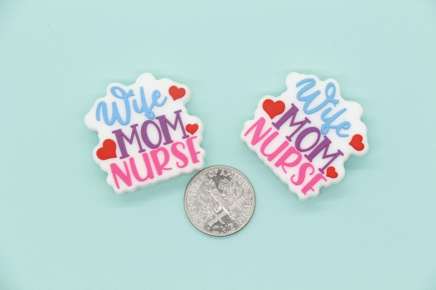 Wife Mom Nurse Beads, Mom Silicone Beads, Silicone Chunky Beads, Silicone Loose Beads, Focal Beads #737