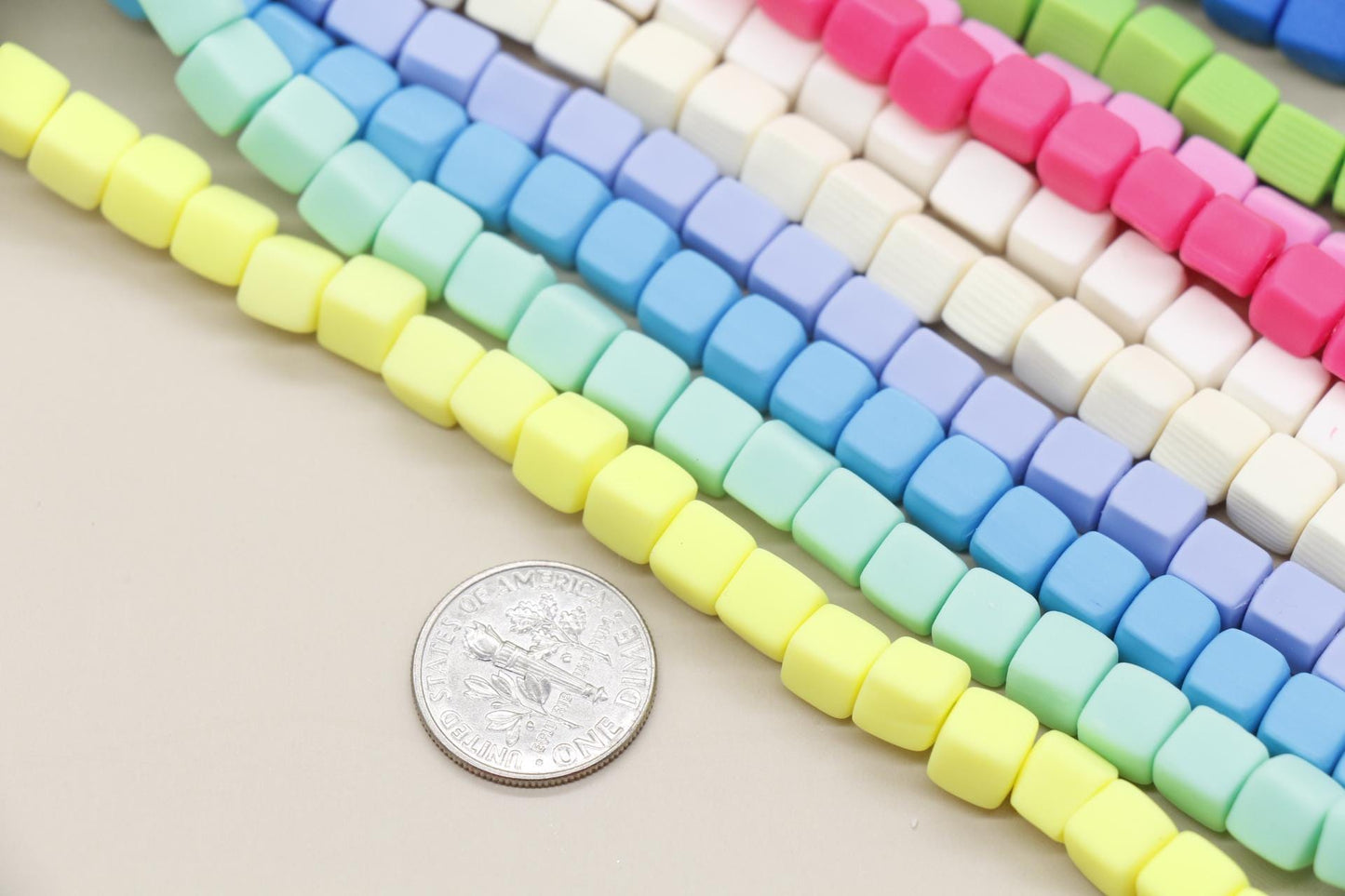 6mm Cube Polymer Clay Beads, Assort Color Heishi Beads, Square Clay Beads, Jewelry Beads, Bead for Bracelet