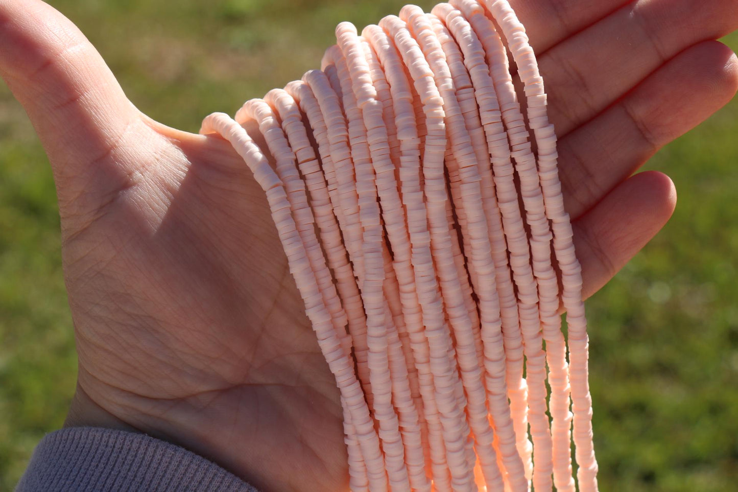 4mm Soft Light Pink Heishi Beads, Pink Clay Beads, Polymer Clay Disc Beads, African Disc Beads, Vinyl Heishi, Full Strand #813