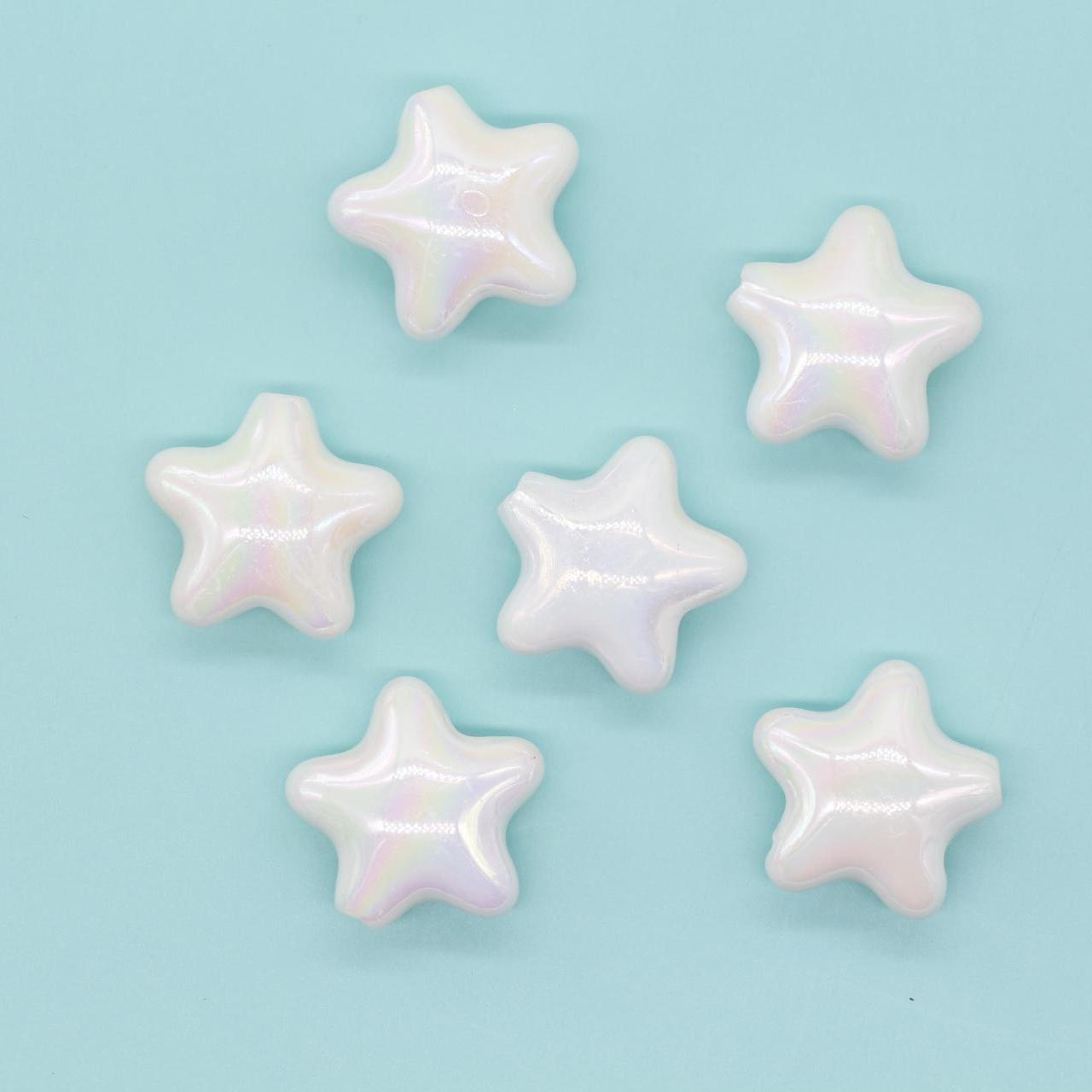 Chunky Star Beads, Iridescent Star Beads, Star AB Beads, Large Hole Beads, Beads for Bracelets