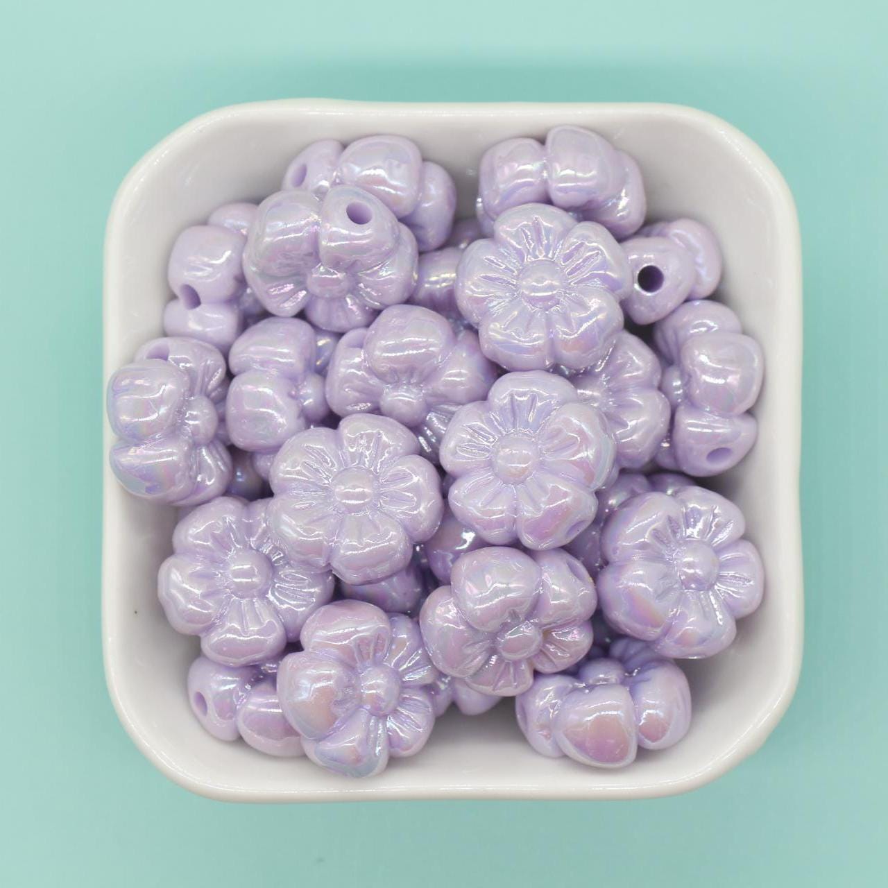 Flower Beads, Iridescent Flower Beads, Flower AB Beads, Floral Beads, Large Hole Beads, Beads for Bracelets
