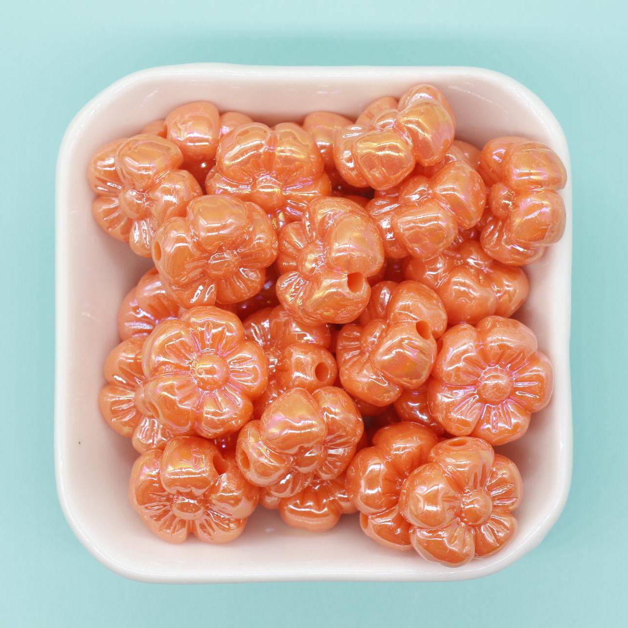 Flower Beads, Iridescent Flower Beads, Flower AB Beads, Floral Beads, Large Hole Beads, Beads for Bracelets