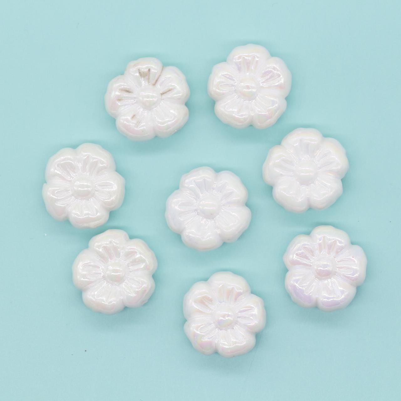 Flower Beads, Iridescent Flower Beads, Flower AB Beads, Floral Beads, Large Hole Beads, Beads for Bracelets