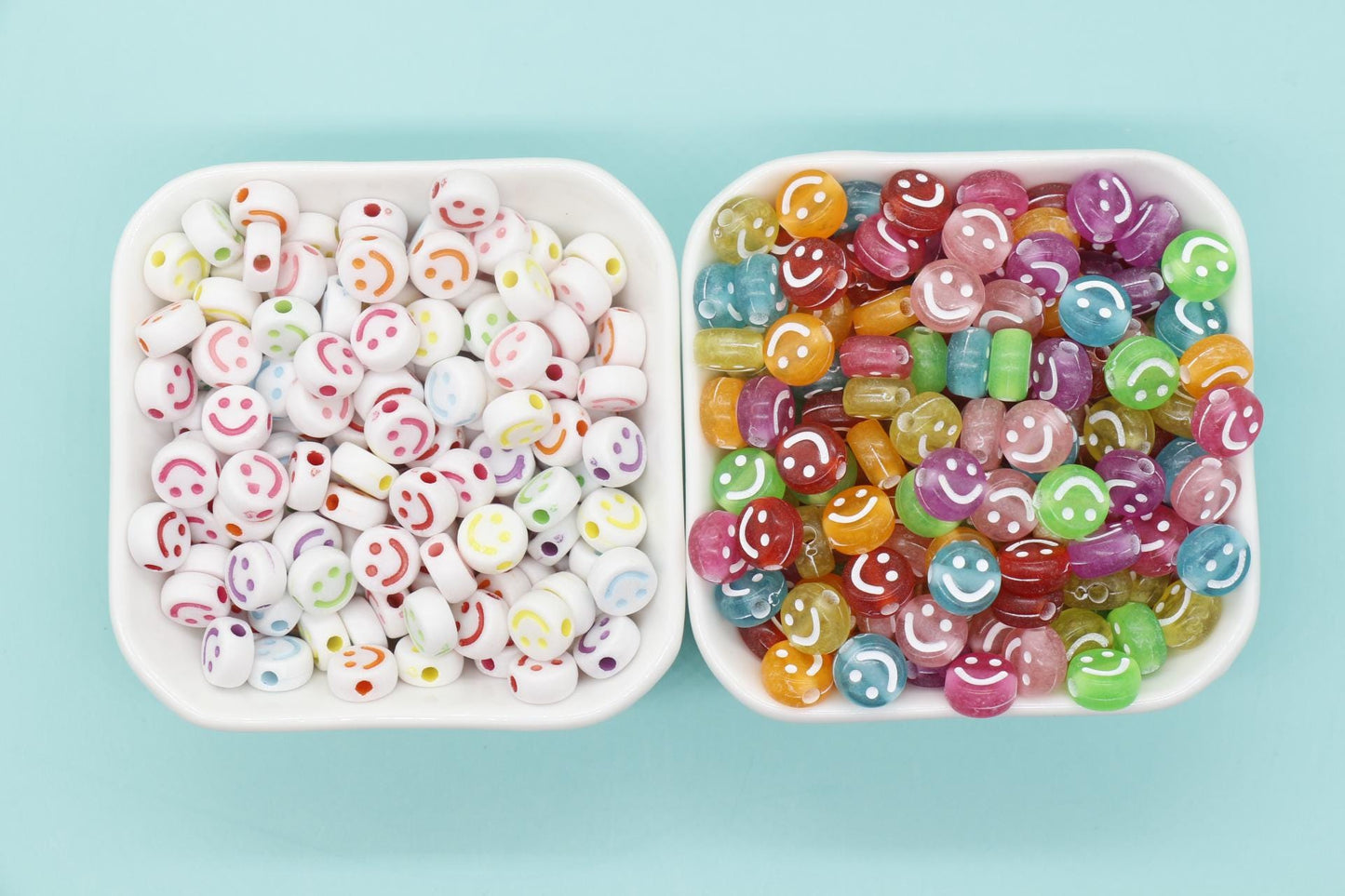 10mm Smiley Face Beads, Happy Face Beads, Mixed Beads, Emoji Beads, Plastic Round Beads, Beads for Bracelets