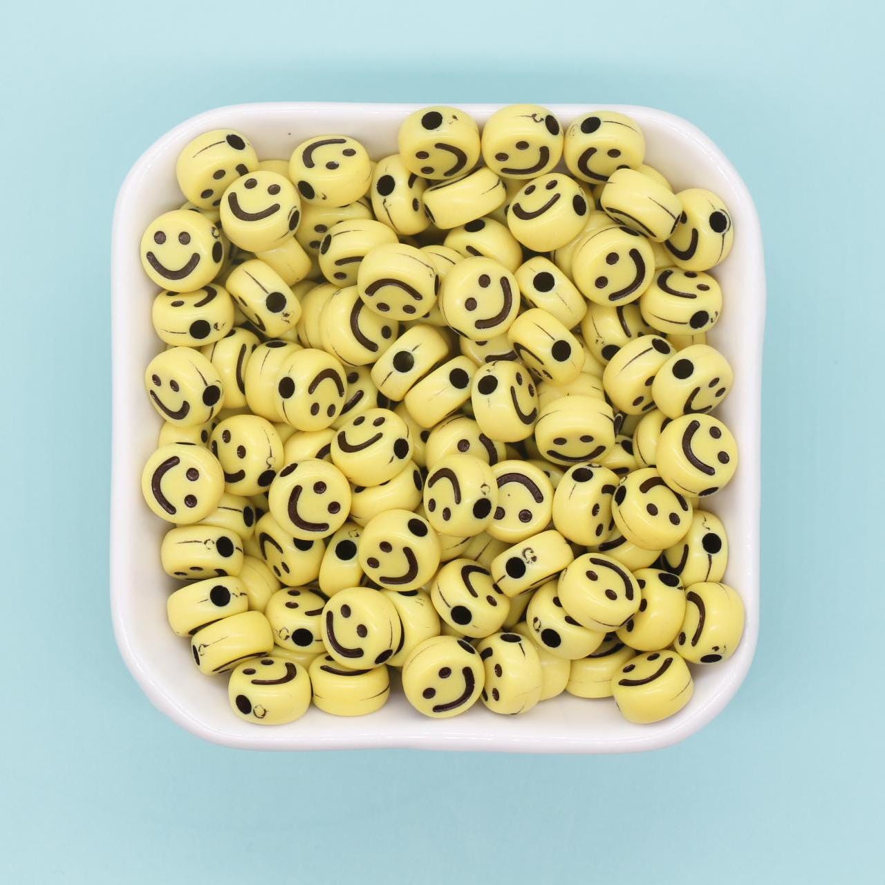 10mm Smiley Face Beads, Happy Face Beads, Mixed Beads, Emoji Beads, Plastic Round Beads, Beads for Bracelets