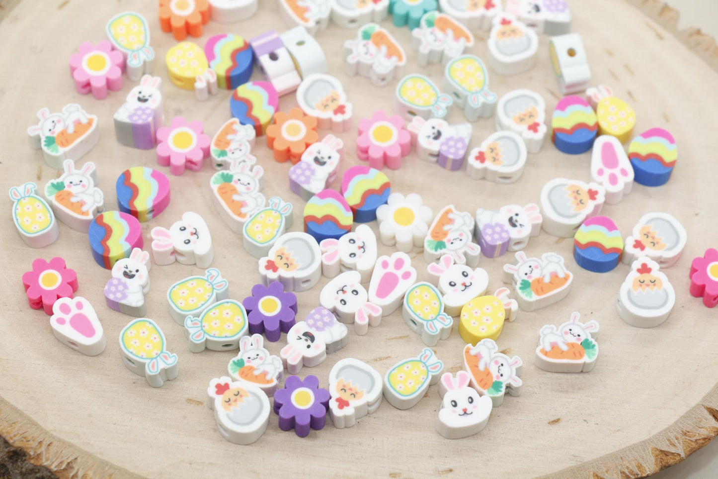 Easter Beads, Easter Polymer Clay Beads, Easter Egg Beads, Easter Bunny Beads, Jewelry Beads, Beads for Bracelet