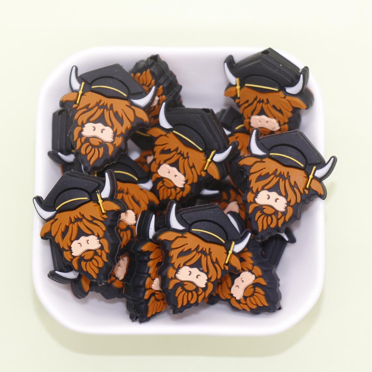 Highland Cow Silicone Focal Beads for Keychain Lanyard, Cowboy, Graduation, Nurse , Police Gifts