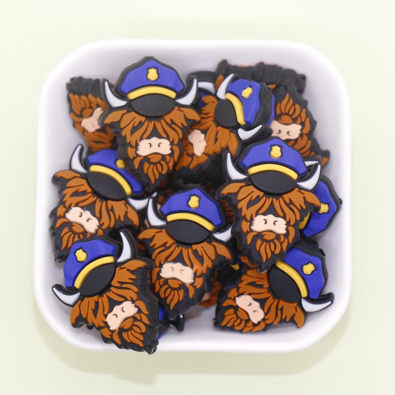 Highland Cow Silicone Focal Beads for Keychain Lanyard, Cowboy, Graduation, Nurse , Police Gifts