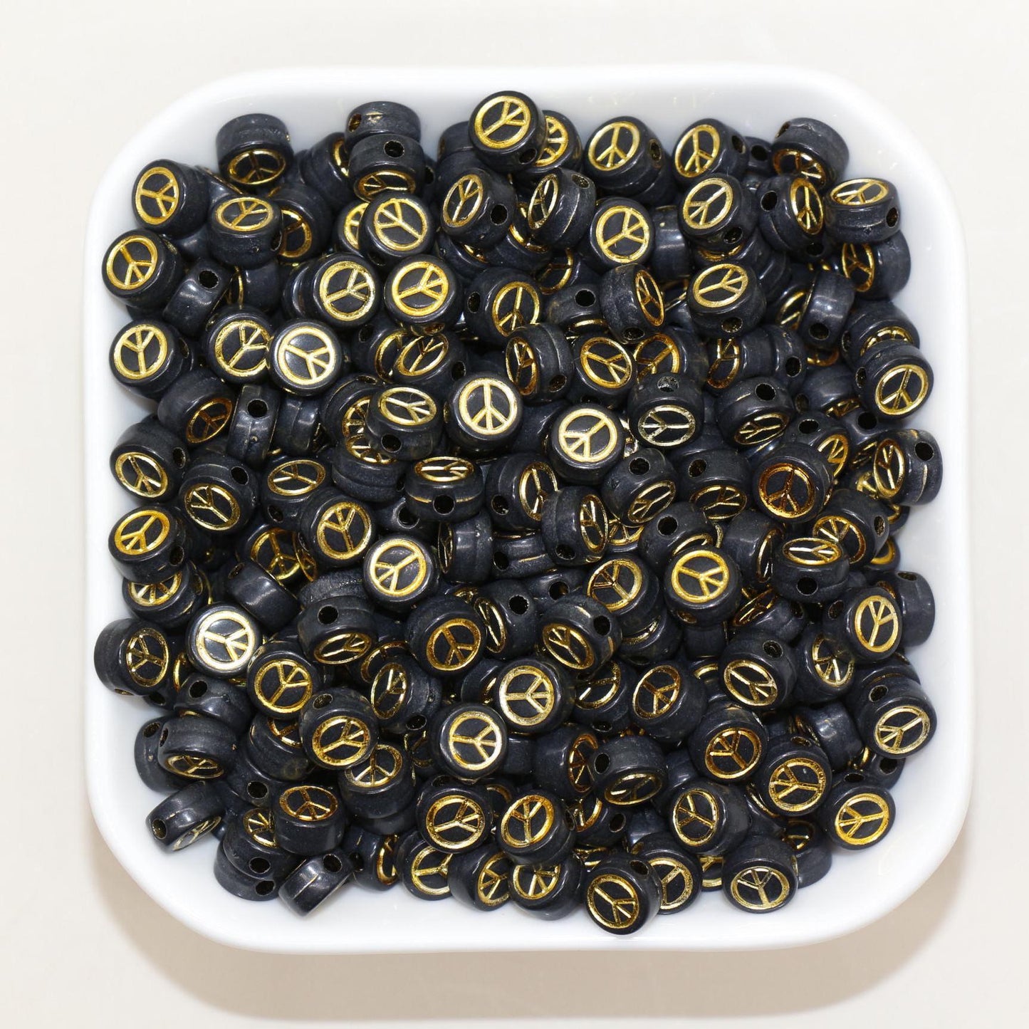 7mm Peace Beads | Round Acrylic Symbol Beads for Jewelry Making & Crafting, Peace Sign Beads for DIY Projects