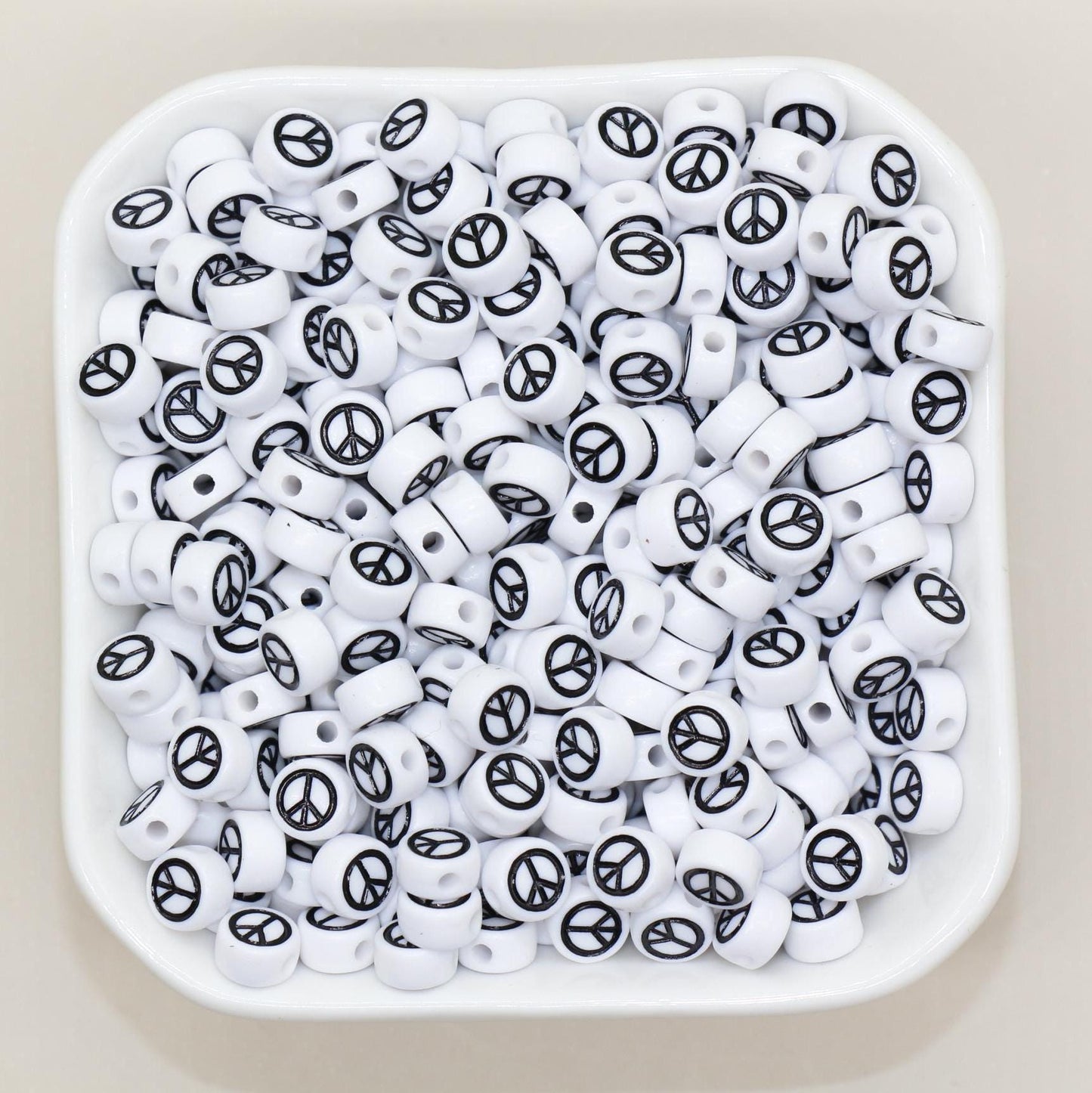 7mm Peace Beads | Round Acrylic Symbol Beads for Jewelry Making & Crafting, Peace Sign Beads for DIY Projects