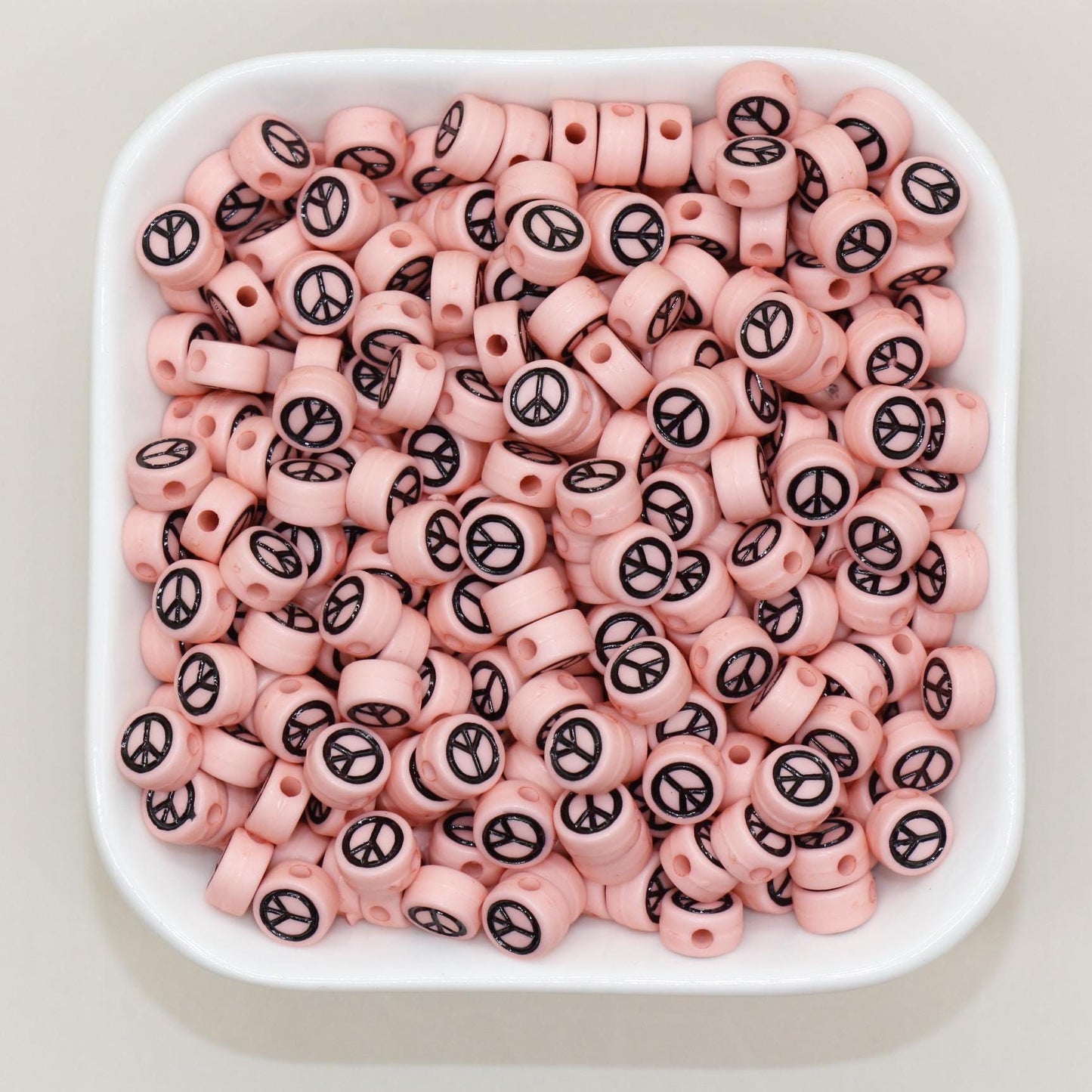 7mm Peace Beads | Round Acrylic Symbol Beads for Jewelry Making & Crafting, Peace Sign Beads for DIY Projects