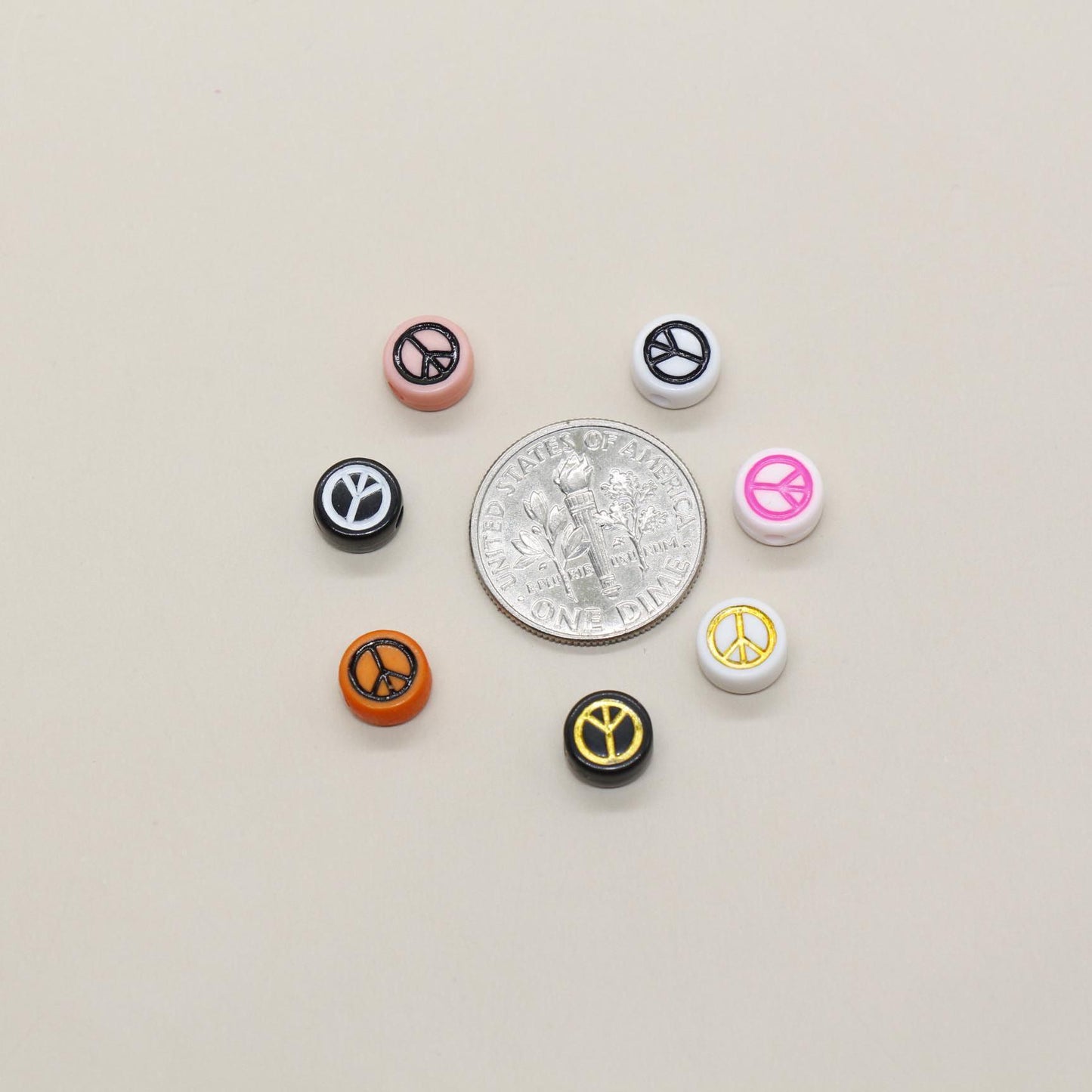 7mm Peace Beads | Round Acrylic Symbol Beads for Jewelry Making & Crafting, Peace Sign Beads for DIY Projects