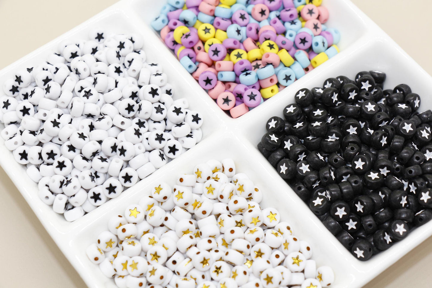 Acrylic Star Beads, 7mm Plastic Star Beads for Crafting, Bright Colors & Fun Designs, DIY Jewelry Supplies