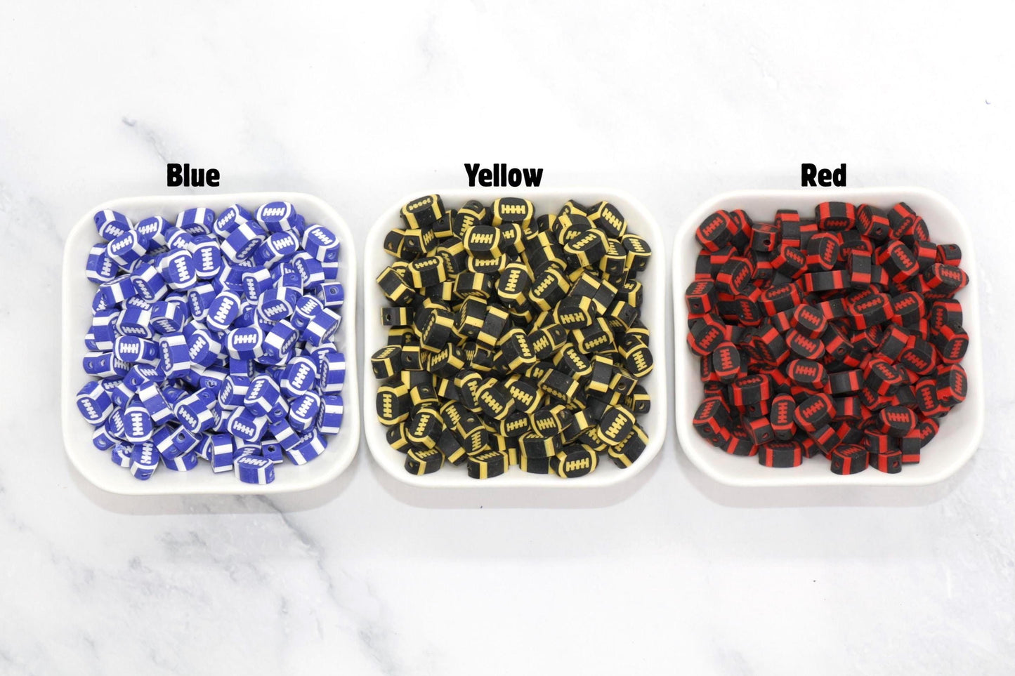 Football Polymer Clay Beads, Team Colors Sports Beads for Bracelets, DIY Jewelry Making, Handmade Craft Supplies, Gift for Football Player