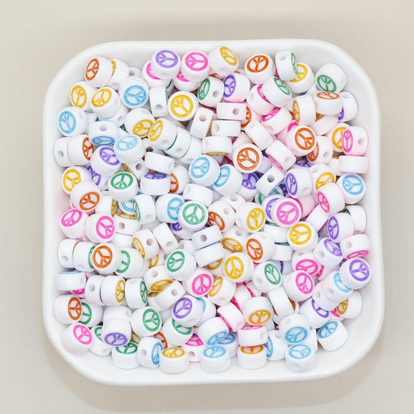 7mm Peace Beads | Round Acrylic Symbol Beads for Jewelry Making & Crafting, Peace Sign Beads for DIY Projects
