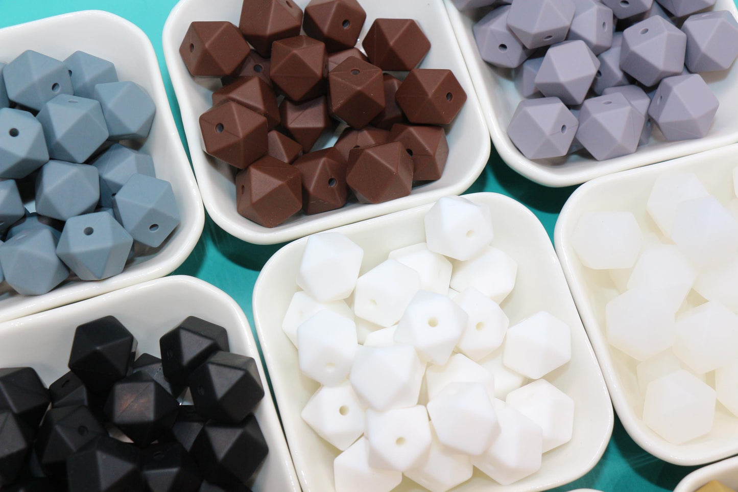 14mm Hexagon Silicone Beads for DIY Jewelry Making, Soft Geometric Beads for Bracelets, Keychains, Bulk Craft Supplies