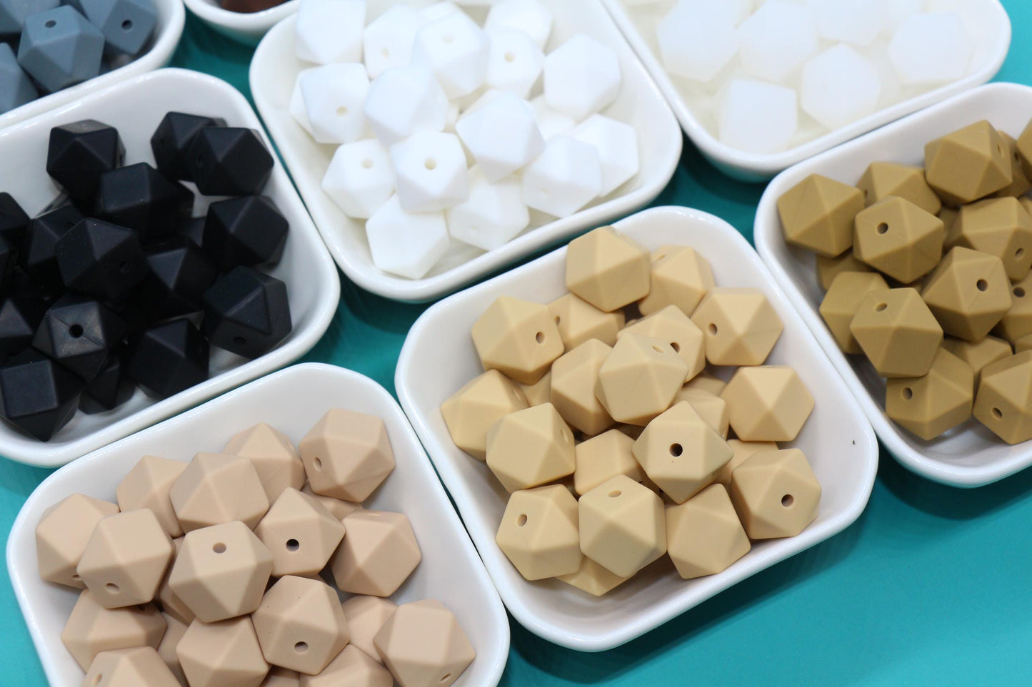 14mm Hexagon Silicone Beads for DIY Jewelry Making, Soft Geometric Beads for Bracelets, Keychains, Bulk Craft Supplies