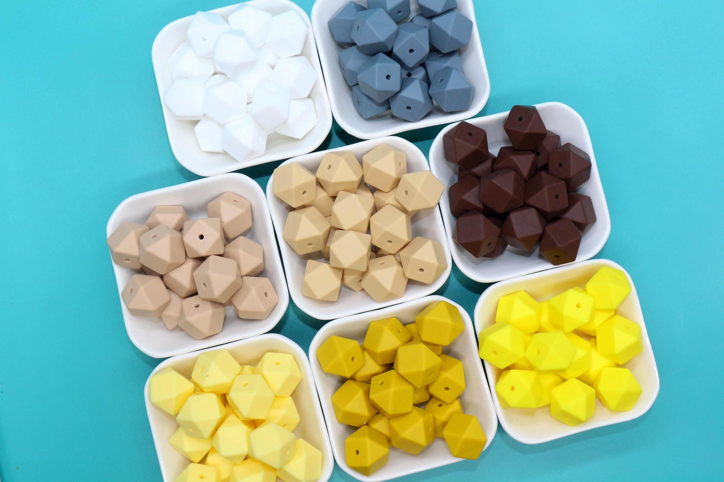 17mm Hexagon Silicone Beads, Jewelry Beads for Bracelets, Keychains, Soft Geometric Beads, DIY Craft Supplies