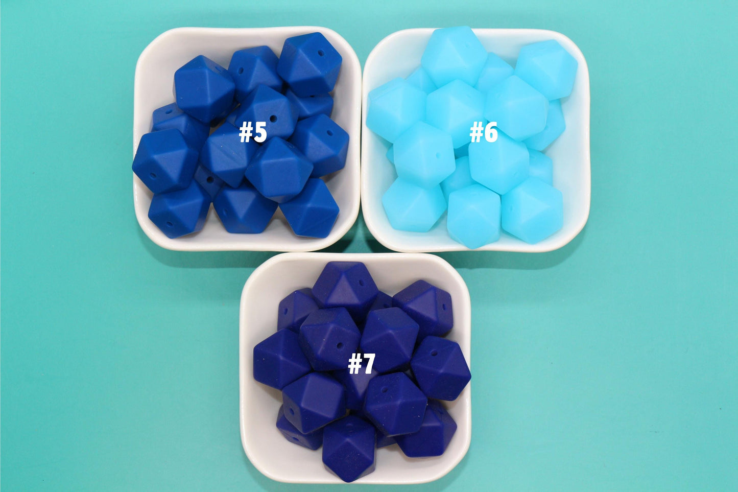 17mm Blue Hexagon Silicone Beads, Soft Geometric Jewelry Beads for Bracelets, Keychains, DIY Crafts