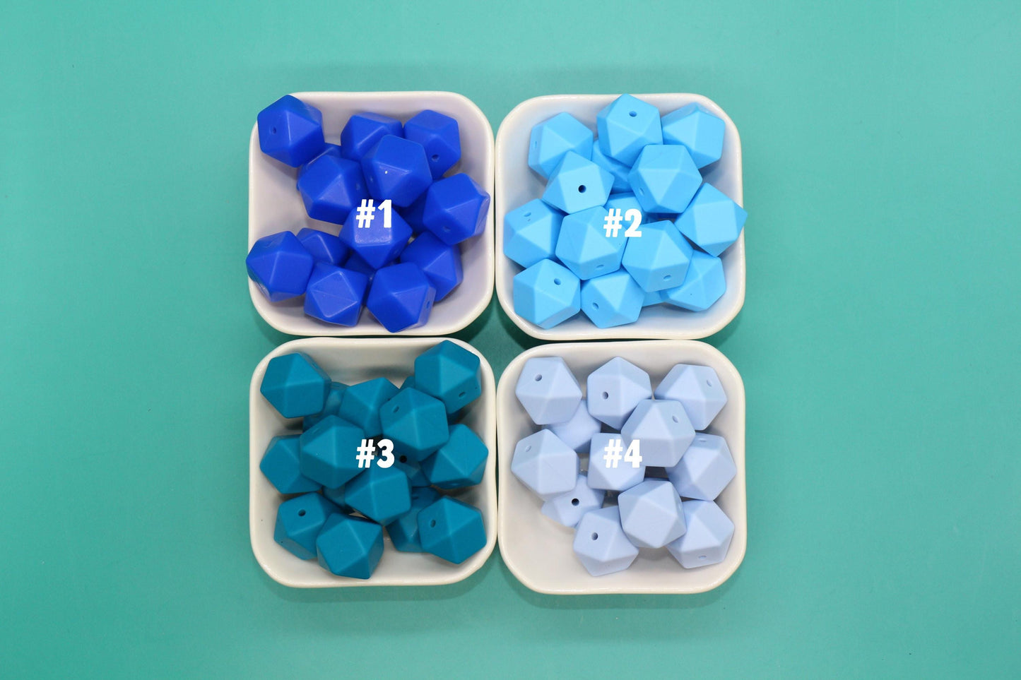 17mm Blue Hexagon Silicone Beads, Soft Geometric Jewelry Beads for Bracelets, Keychains, DIY Crafts