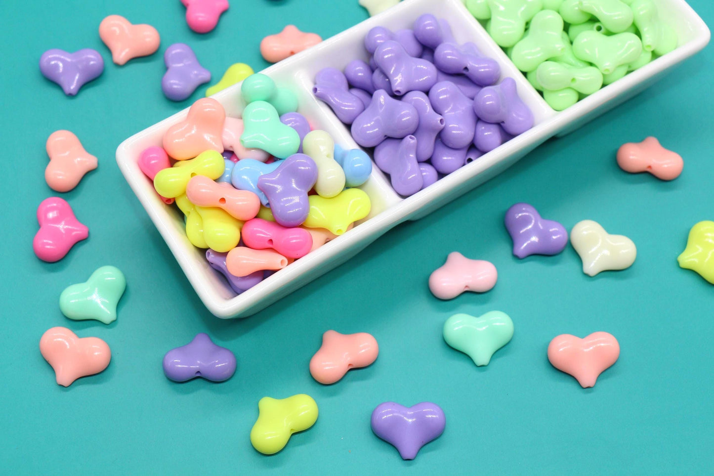 Heart Beads, Plastic Heart Shape Beads for Jewelry Making, DIY Bracelets, Necklaces, Keychains, Crafts - Valentine’s Day Supplies