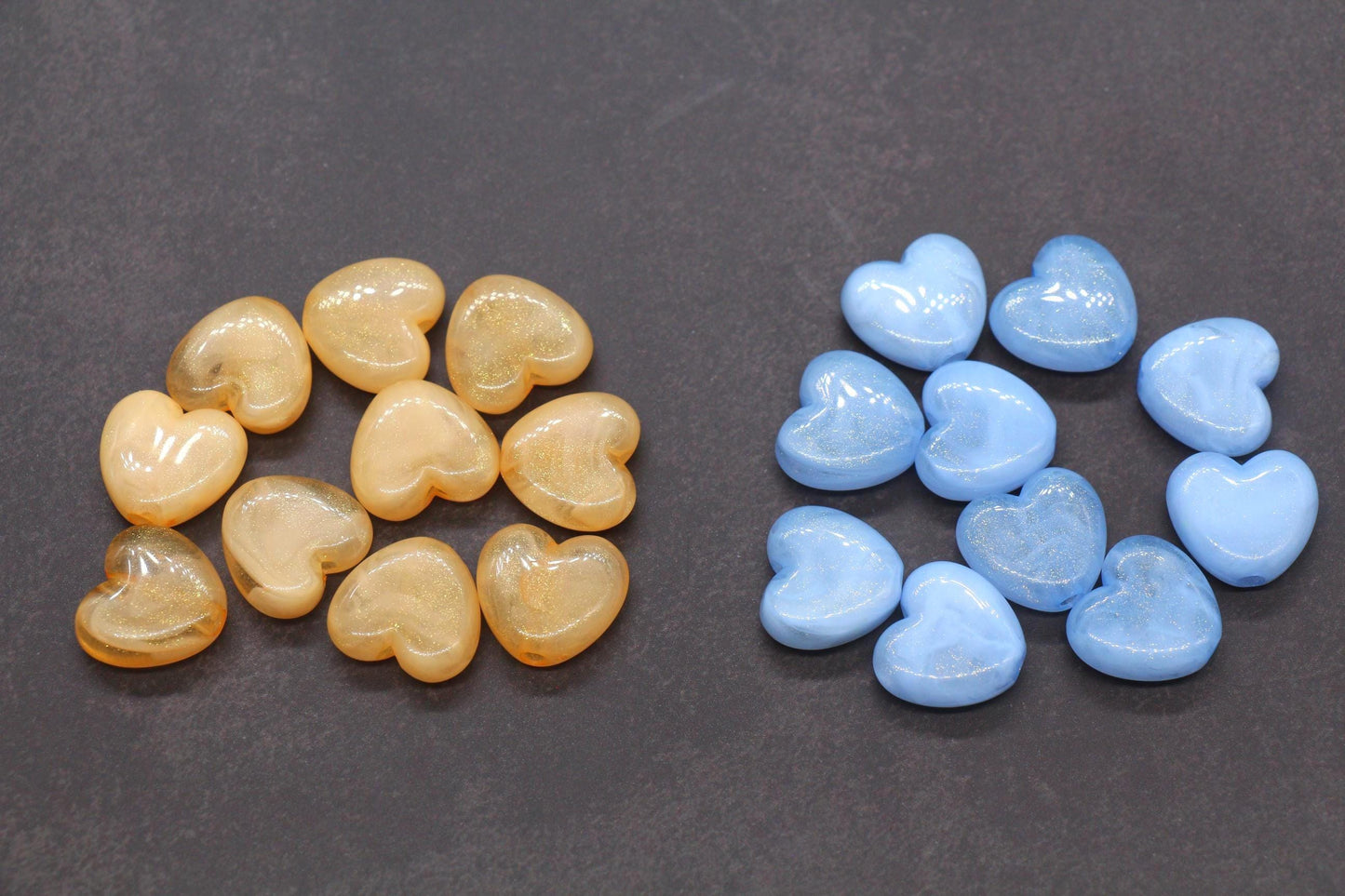 Glitter Heart Beads, Plastic Heart Shaped Beads for Jewelry Making, Chunky Plastic Heart Beads with Large Hole, Craft Supplies