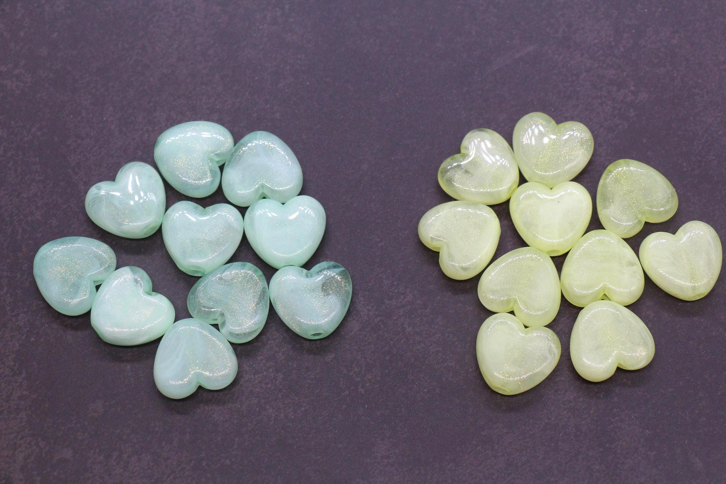 Glitter Heart Beads, Plastic Heart Shaped Beads for Jewelry Making, Chunky Plastic Heart Beads with Large Hole, Craft Supplies