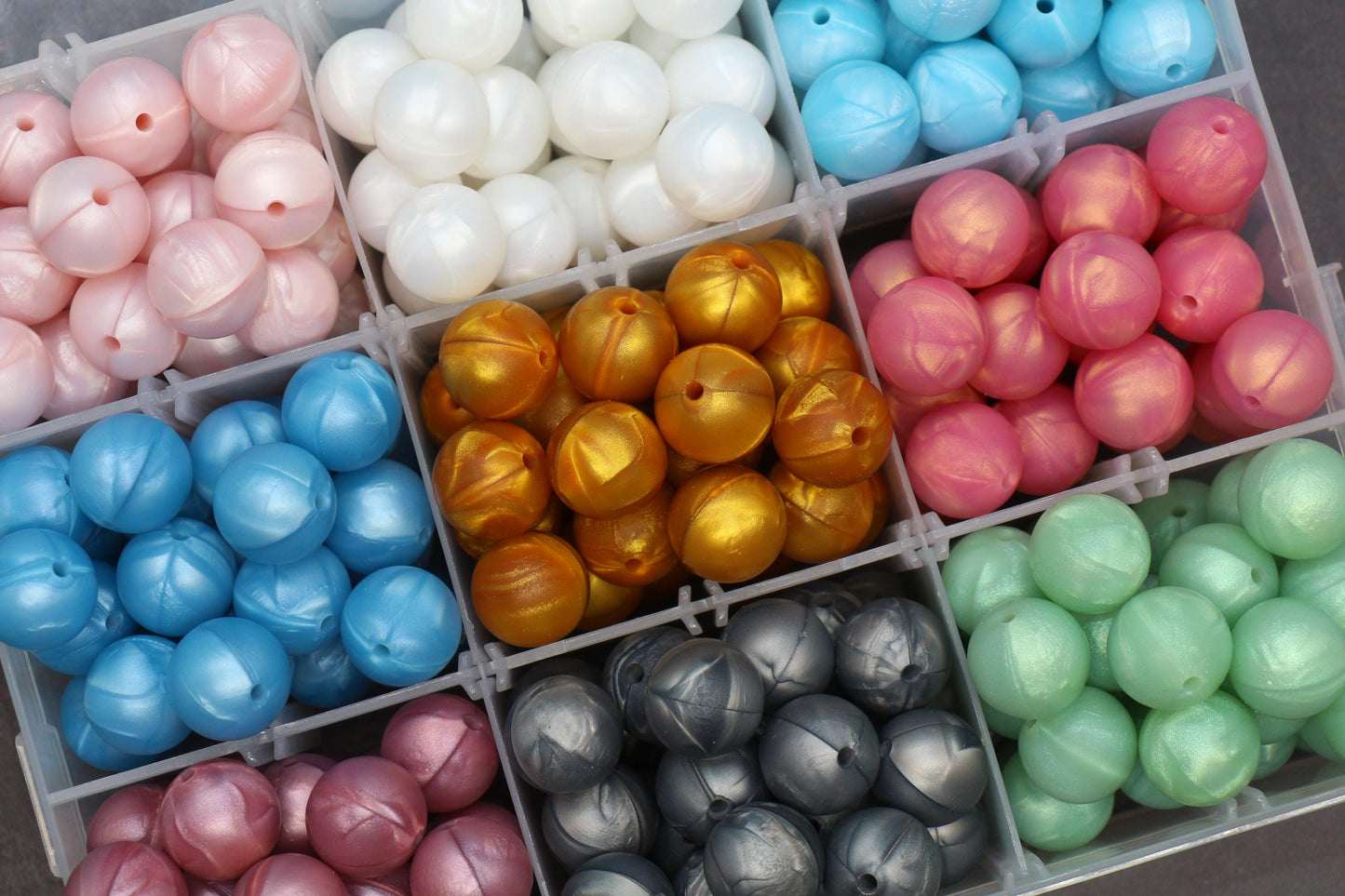 15mm Metallic Silicone Beads, Shimmering Jewelry Beads for Bracelets, Keychains, Soft Round Beads, DIY Craft Supplies