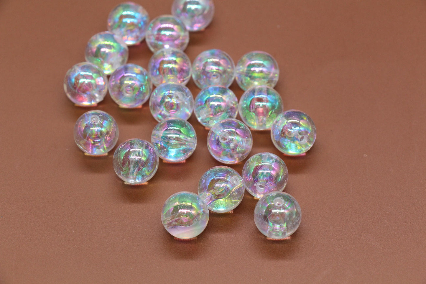 Clear AB Gumball Beads, 14mm Iridescent Chunky Round Beads for Bracelets, Jewelry Making, Sparkly Bubble Beads for DIY Crafts #3624